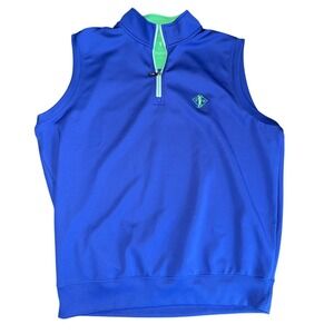 Fairway & Greene Quarter Zip Golf Vest Blue Green Stretch Performance Mens Large
